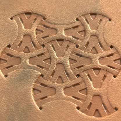 Geometric leather stamp LT014 — imprint on natural veg-tan leather