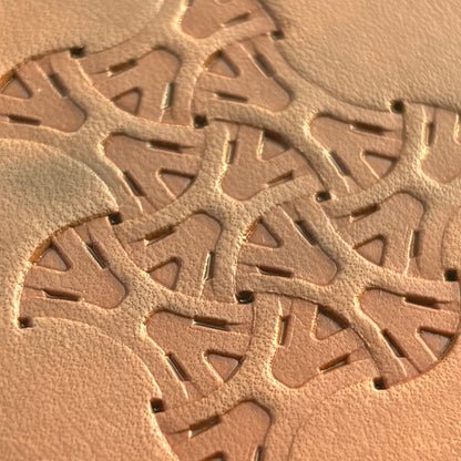 Geometric leather stamp LT014 — pattern imprint on veg-tan leather