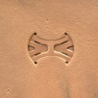 Geometric leather stamp LT014 — single impression on veg-tan leather