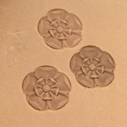Tudor Flower leather stamp LT017 — pattern imprint on veg-tan leather