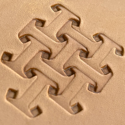 Geometric leather stamp LT018 — imprint on natural veg-tan leather