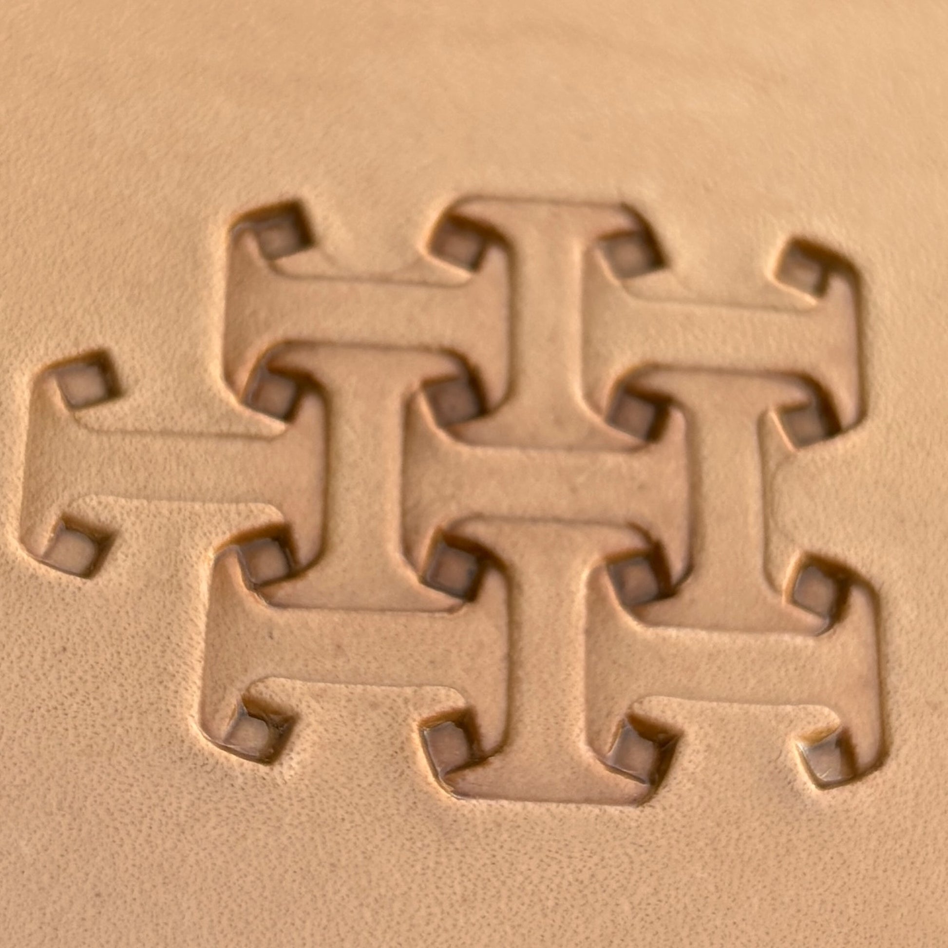 Geometric leather stamp LT018 — pattern imprint on veg-tan leather