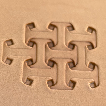 Geometric leather stamp LT018 — pattern imprint on veg-tan leather