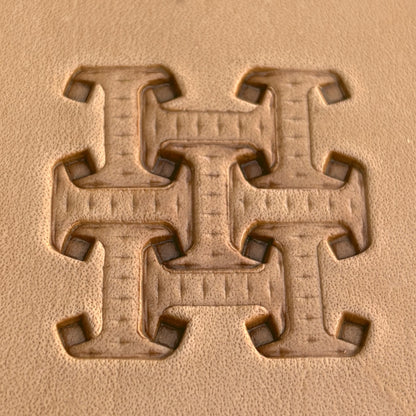 Geometric leather stamp LT020 — pattern imprint on veg-tan leather