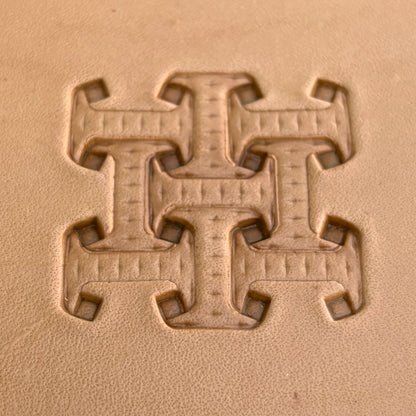 Geometric leather stamp LT020 — pattern imprint on veg-tan leather