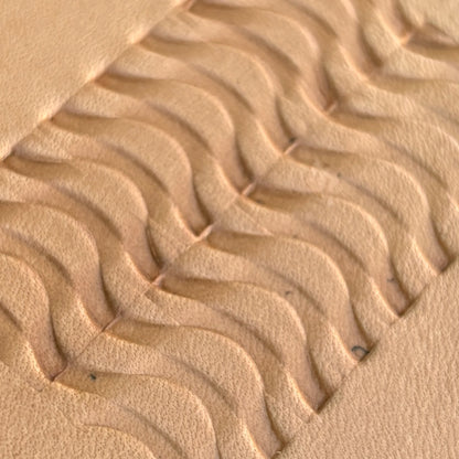 Wavy Lines leather stamp LT021 — pattern imprint on veg-tan leather