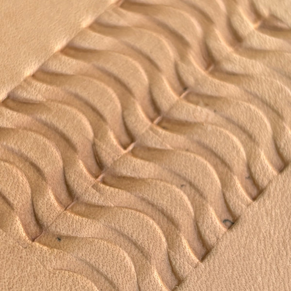Wavy Lines leather stamp LT021 — pattern imprint on veg-tan leather
