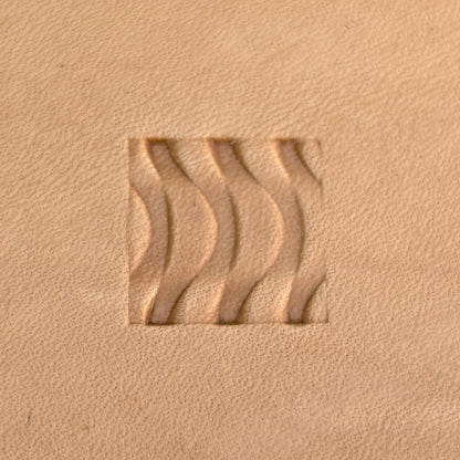 Wavy Lines leather stamp LT021 — single impression on veg-tan leather
