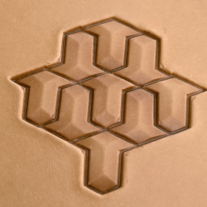 Geometric leather stamp LT023 — pattern imprint on veg-tan leather