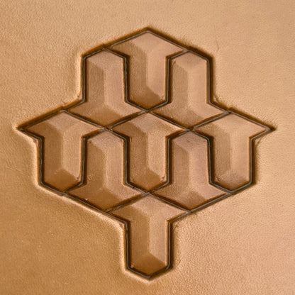 Geometric leather stamp LT023 — pattern imprint on veg-tan leather
