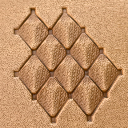 Geometric leather stamp LT024 — imprint on natural veg-tan leather
