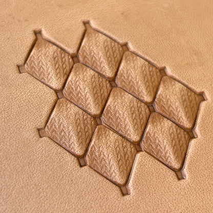 Geometric leather stamp LT024 — pattern imprint on veg-tan leather