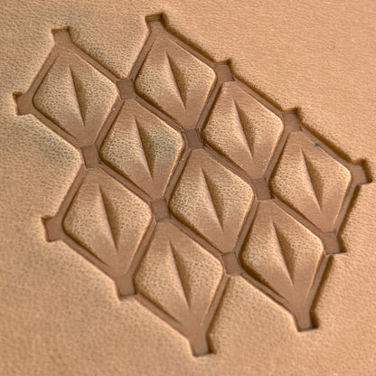Geometric leather stamp LT025 — pattern imprint on veg-tan leather
