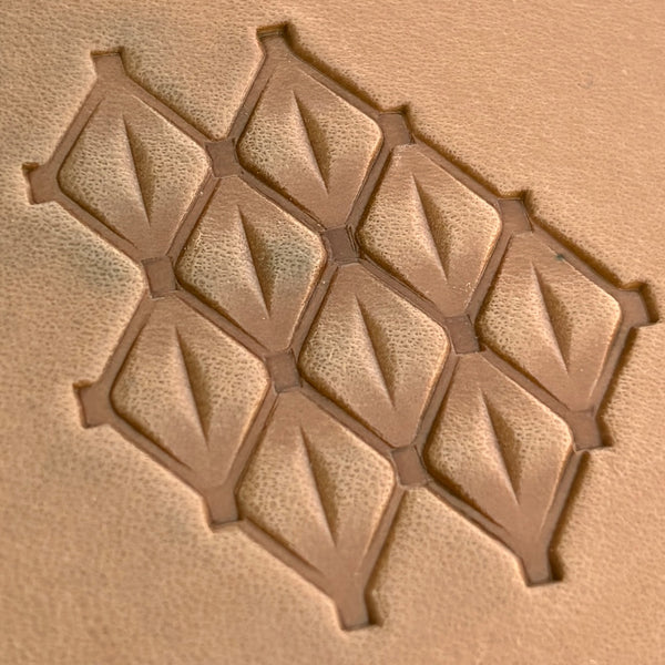 Geometric leather stamp LT025 — pattern imprint on veg-tan leather