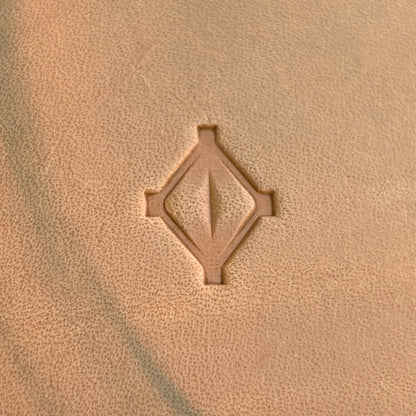 Geometric leather stamp LT025 — single impression on veg-tan leather