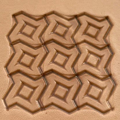 Geometric leather stamp LT026 — pattern imprint on veg-tan leather