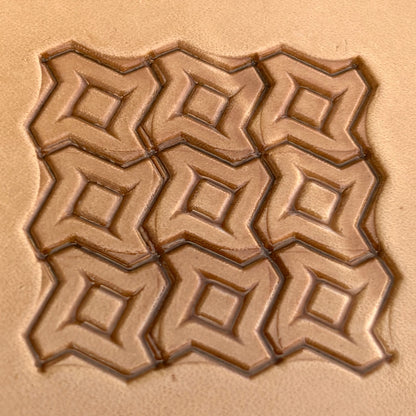 Geometric leather stamp LT026 — pattern imprint on veg-tan leather