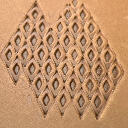 Diamond Grid Geometric leather stamp LT028 — pattern imprint on veg-tan leather