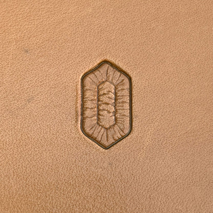 Geometric leather stamp LT029 — single impression on veg-tan leather