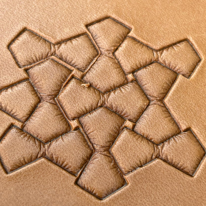 Geometric leather stamp LT031 — pattern imprint on veg-tan leather