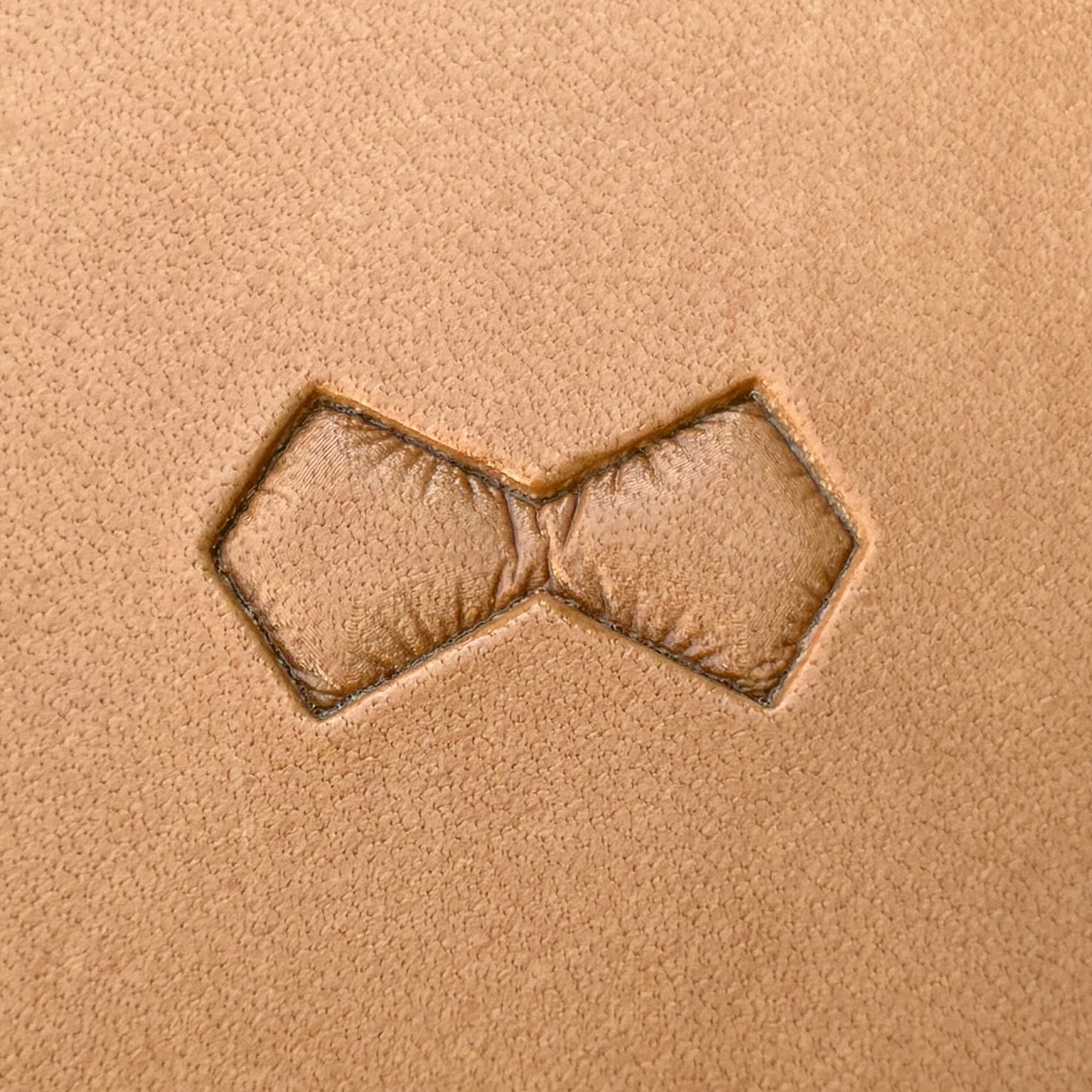 Geometric leather stamp LT031 — single impression on veg-tan leather