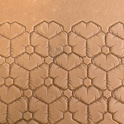 Honeycomb leather stamp LT032 — pattern imprint on veg-tan leather