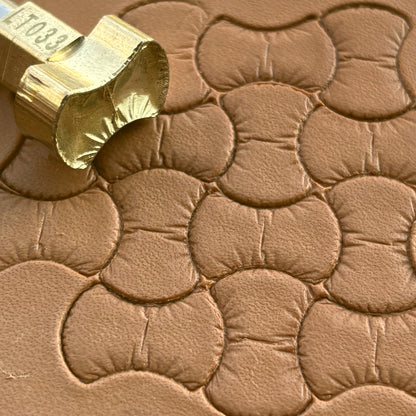 Scales leather stamp LT033 — brass stamping tool with imprint on natural veg-tan leather