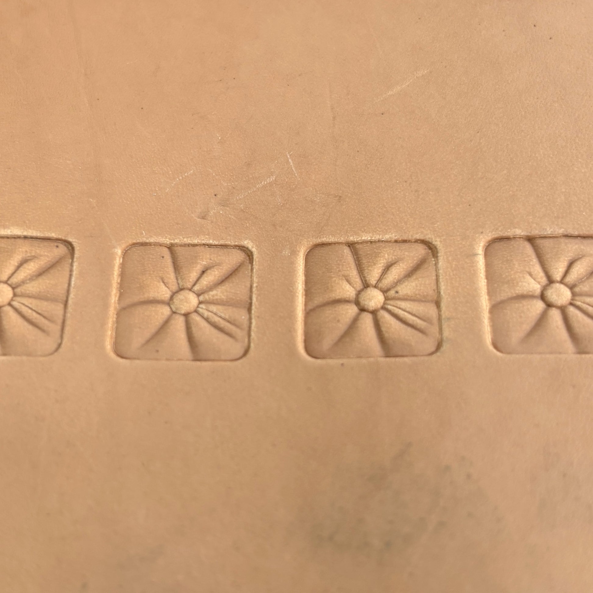 Geometric leather stamp LT034 — pattern imprint on veg-tan leather
