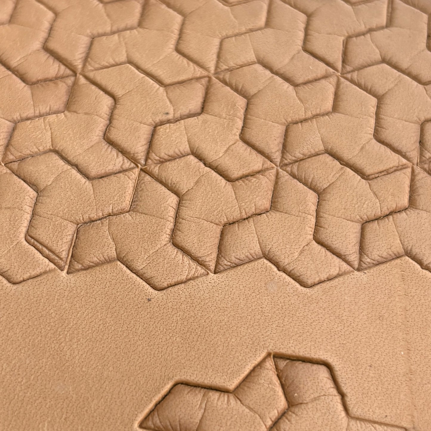 Geometric leather stamp LT036 — pattern imprint on veg-tan leather