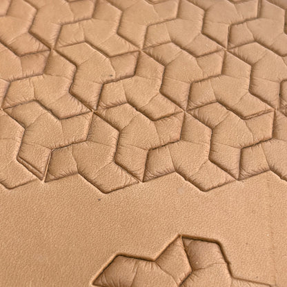 Geometric leather stamp LT036 — pattern imprint on veg-tan leather