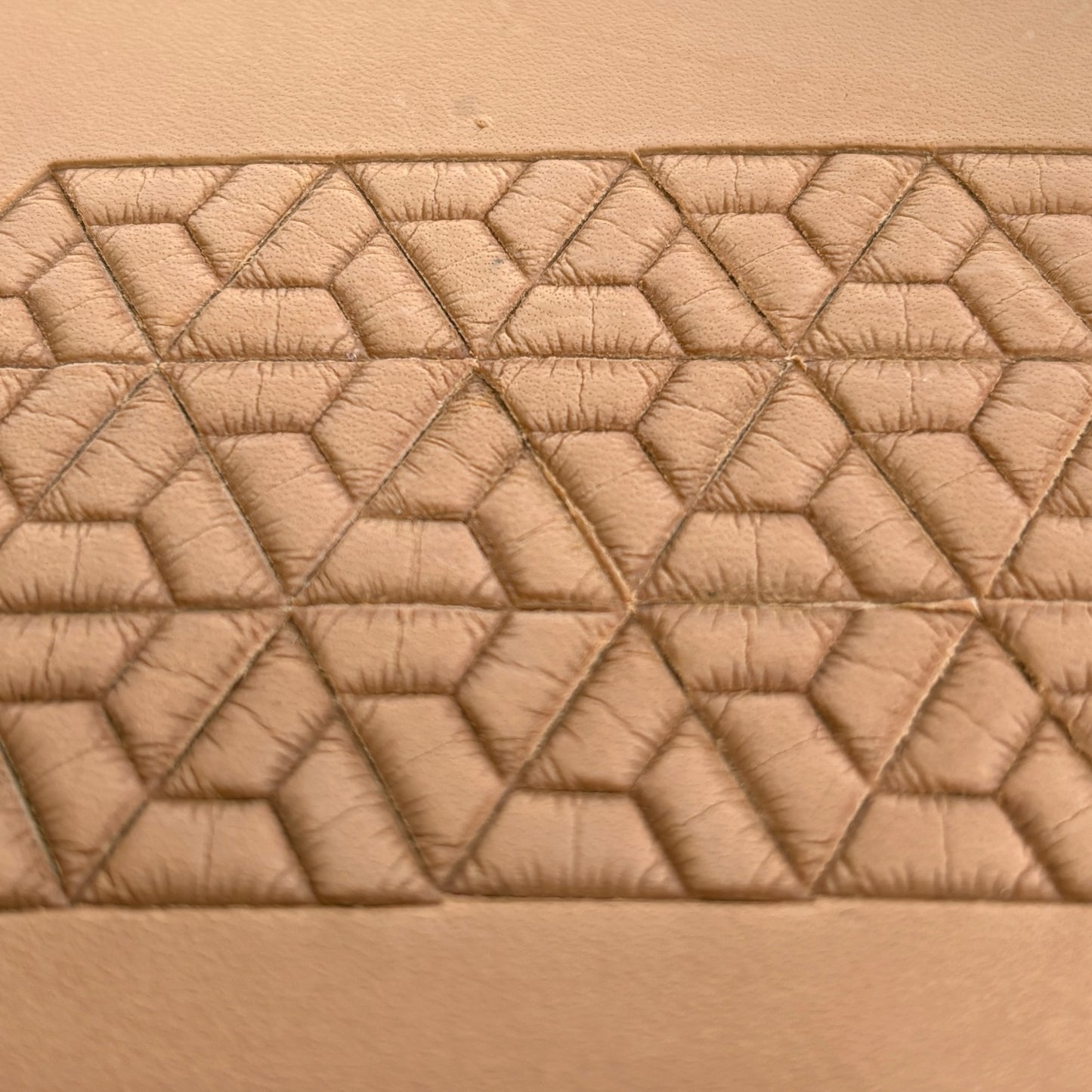Geometric leather stamp LT038 — pattern imprint on veg-tan leather