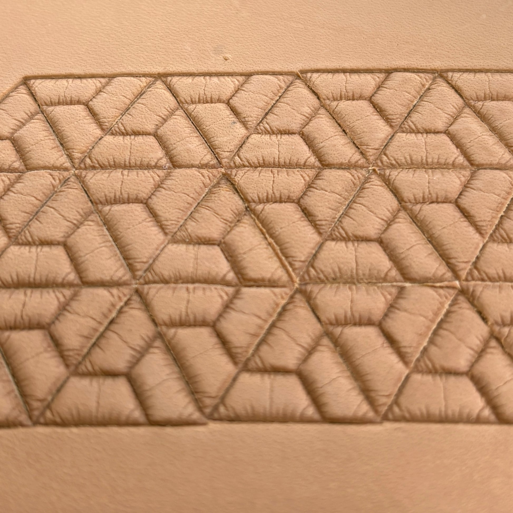 Geometric leather stamp LT038 — pattern imprint on veg-tan leather