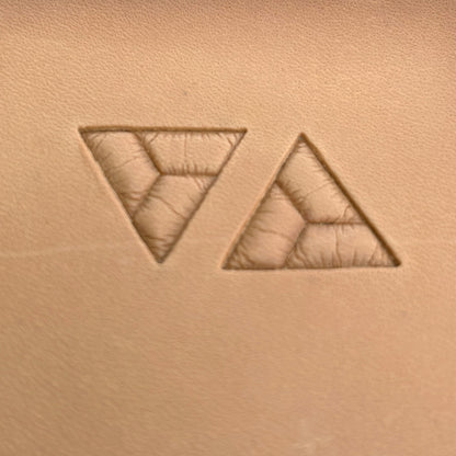 Geometric leather stamp LT038 — single impression on veg-tan leather