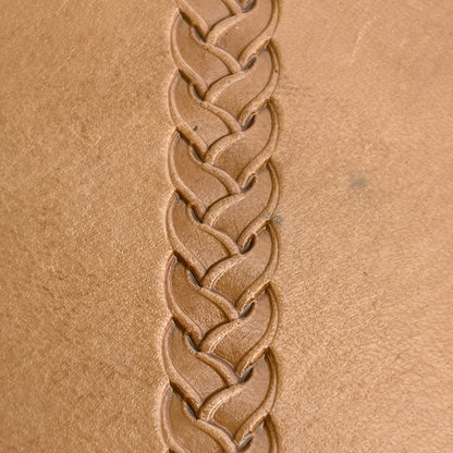 Braided Border leather stamp LT039 — imprint on natural veg-tan leather