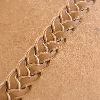 Braided Border leather stamp LT039 — pattern imprint on veg-tan leather