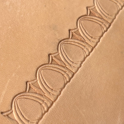 Art Deco leather stamp LT040 — pattern imprint on veg-tan leather
