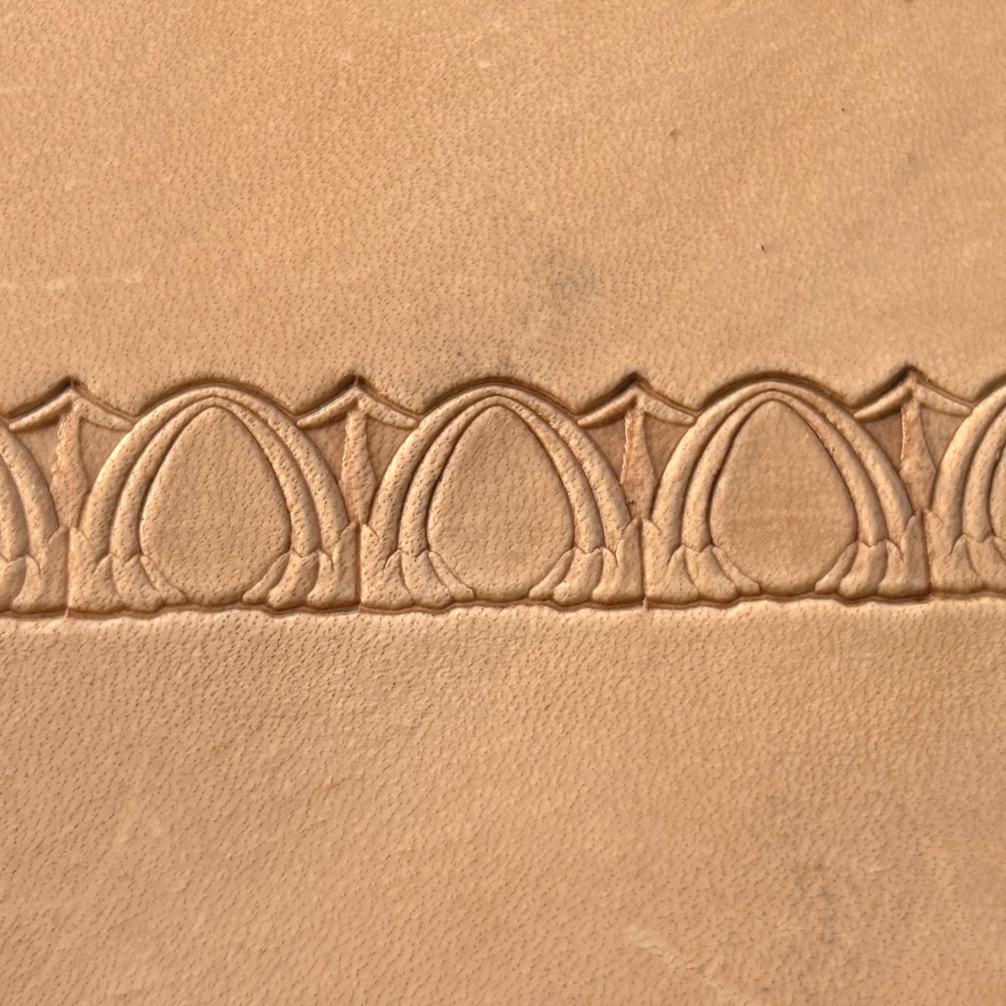 Art Deco leather stamp LT040 — pattern imprint on veg-tan leather