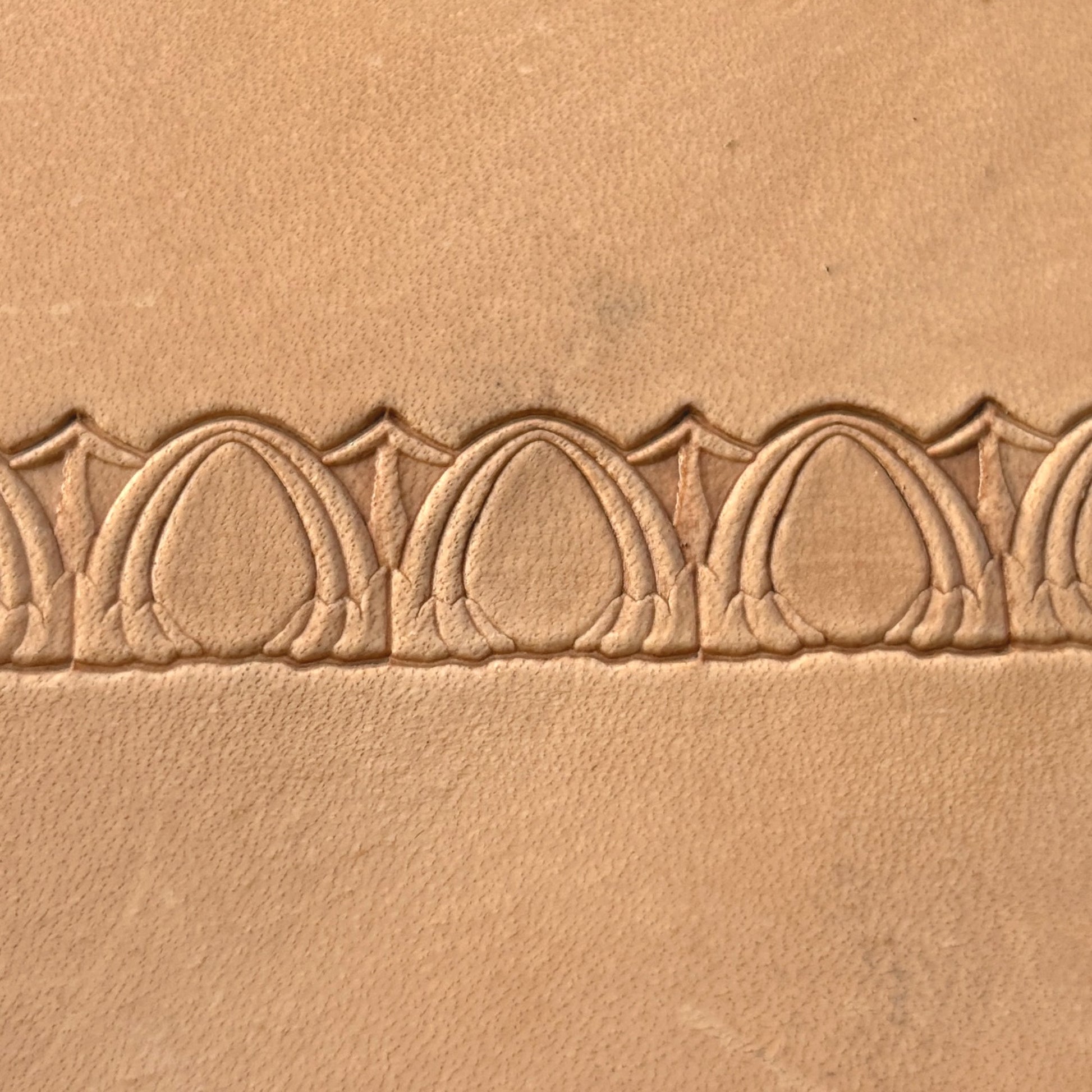 Art Deco leather stamp LT040 — pattern imprint on veg-tan leather