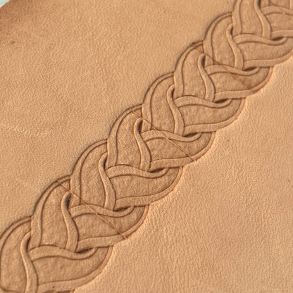 Celtic Braid leather stamp LT041 — pattern imprint on veg-tan leather