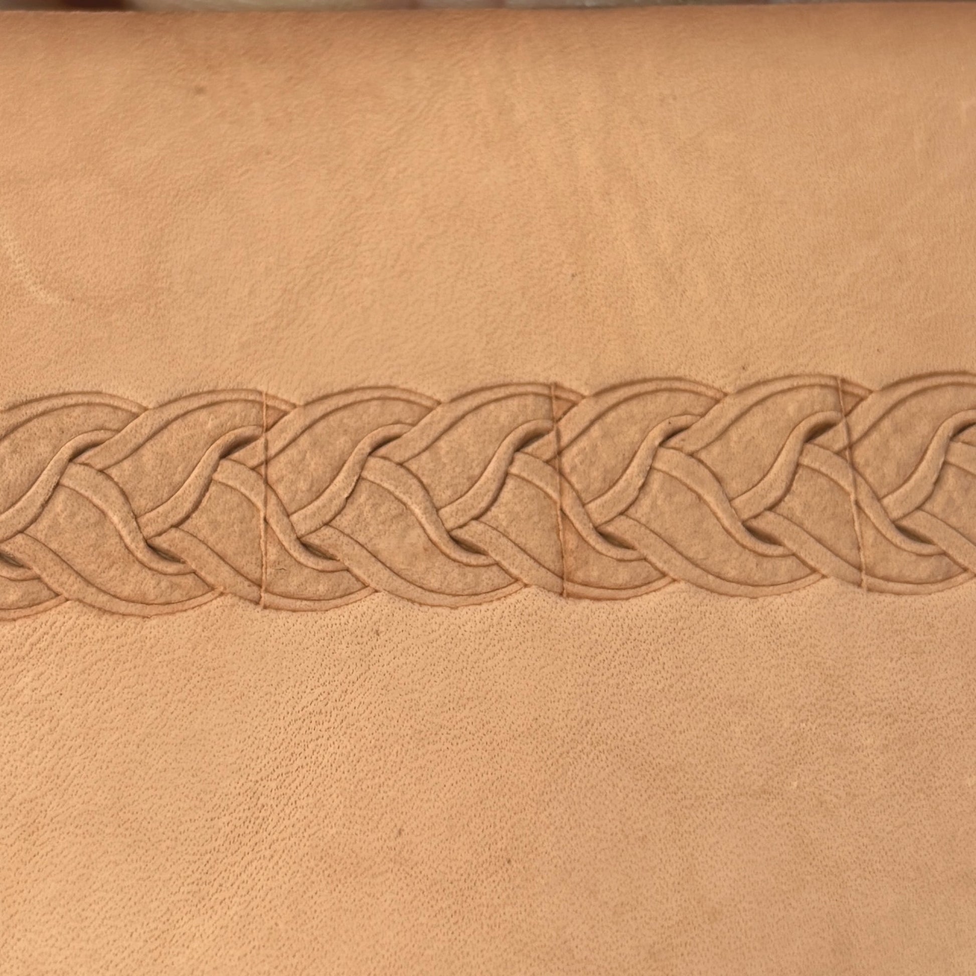 Celtic Braid leather stamp LT041 — pattern imprint on veg-tan leather