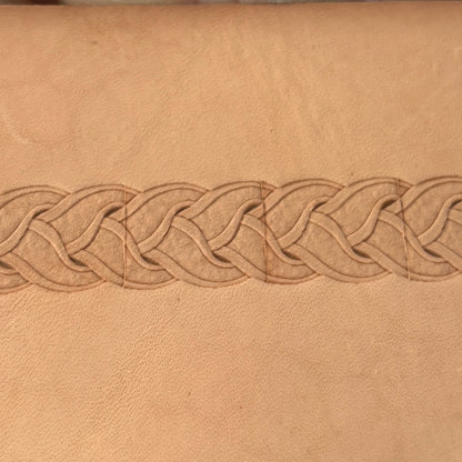Celtic Braid leather stamp LT041 — pattern imprint on veg-tan leather