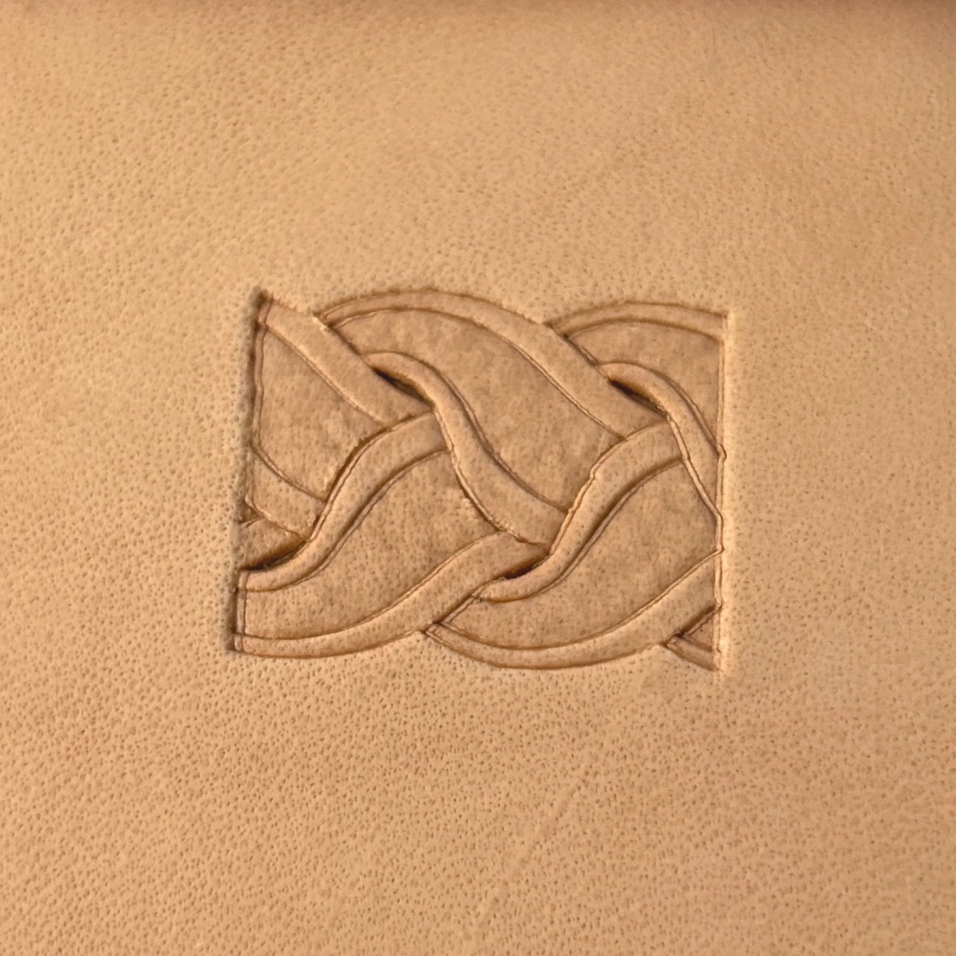 Celtic Braid leather stamp LT041 — single impression on veg-tan leather