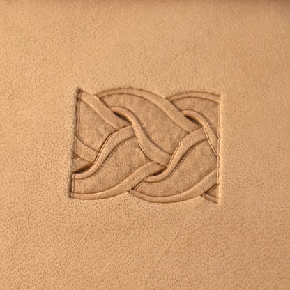 Celtic Braid leather stamp LT041 — single impression on veg-tan leather