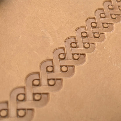 Celtic Weave leather stamp LT042 — border pattern imprint on veg-tan leather