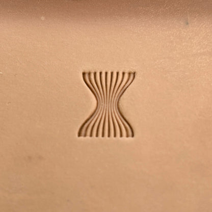 Wavy Lines leather stamp LT044 — single impression on veg-tan leather