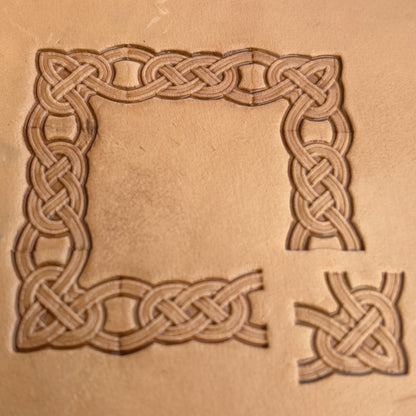 Celtic Knot Border + Corner leather stamp LT046 — pattern imprint on veg-tan leather