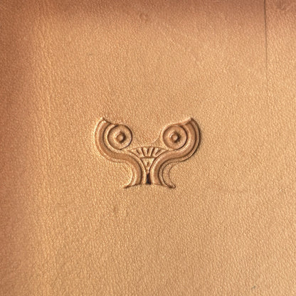 Ornamental Border leather stamp LT048 — single impression on veg-tan leather