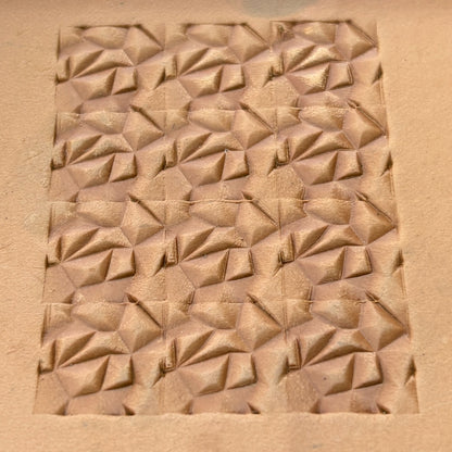 Origami Style Geometric leather stamp LT051 — pattern imprint on veg-tan leather
