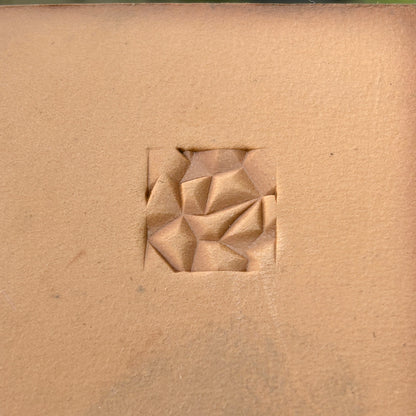 Origami Style Geometric leather stamp LT051 — single impression on veg-tan leather