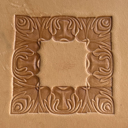 Ornate Border + Corner leather stamp LT052 — pattern imprint on veg-tan leather
